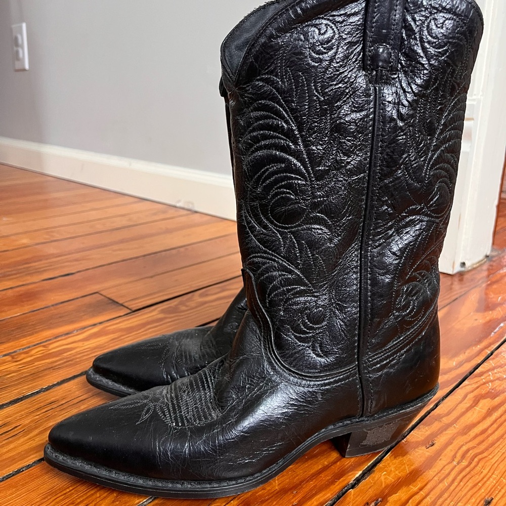 ACME Black Leather Western Cowboy Boots - Picture 3 of 7